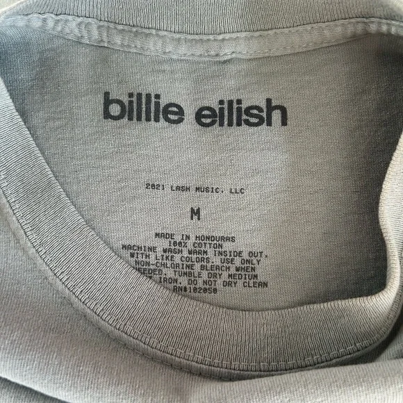 Billie Eilish Light Gray Graphic Tee with Pale Pink Portrait - Picture 3 of 4